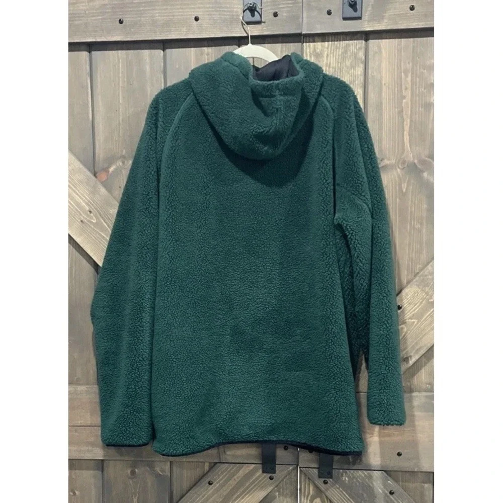 American Eagle Full Zip Fleece Jacket Hunter Green Hooded Long Sleeve Men's XXXL